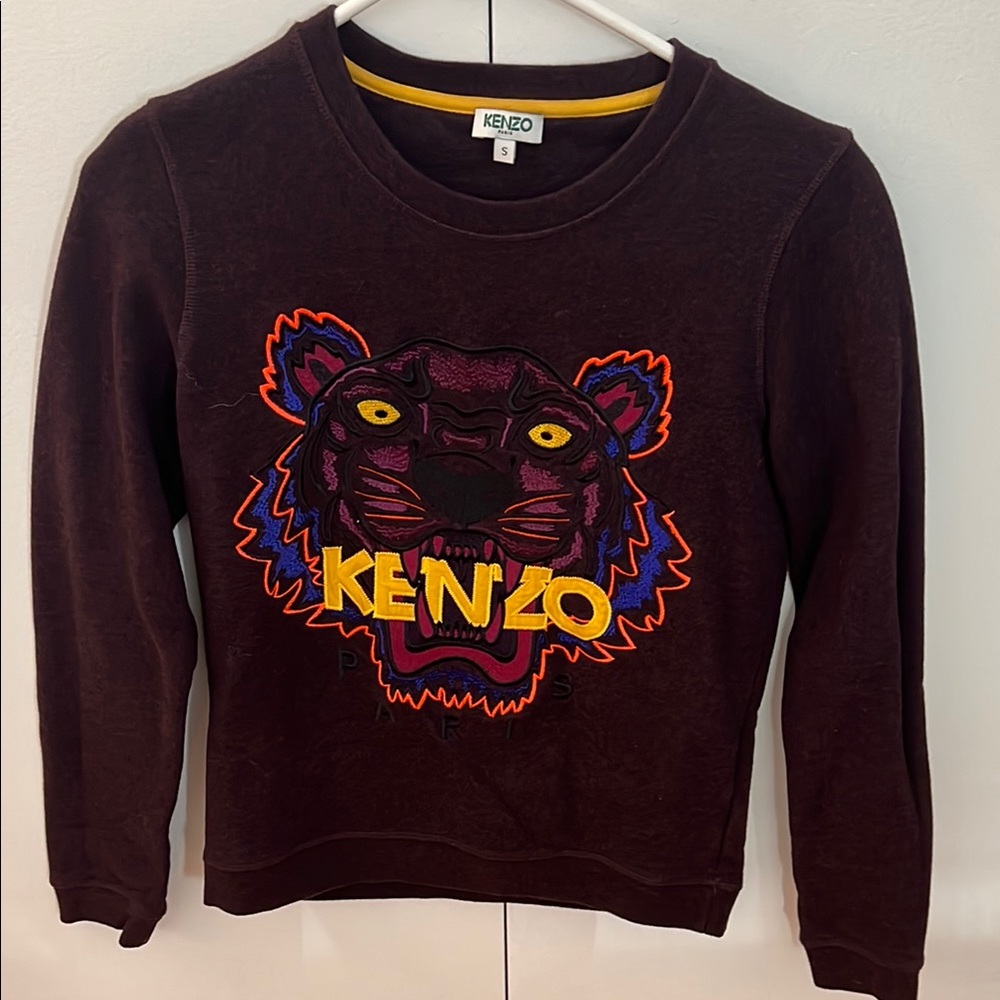 Kenzo Brown Sweater with Colorful Tiger Design
